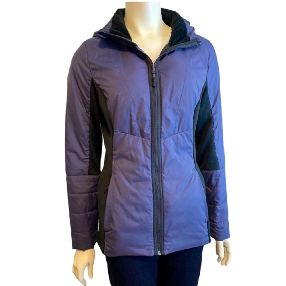 CHAMPION Purple Black Hooded Full Zip Winter Jacket - M